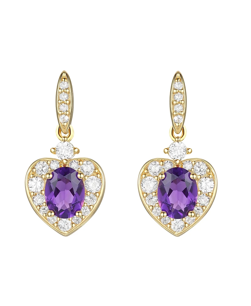 Macy's 2-Pc. Amethyst (1 ct. t.w.) And Lab-Grown White Sapphire (0.2 ct Earrings Necklace Set 14k Gold Over Sterling Silver (Also Availab