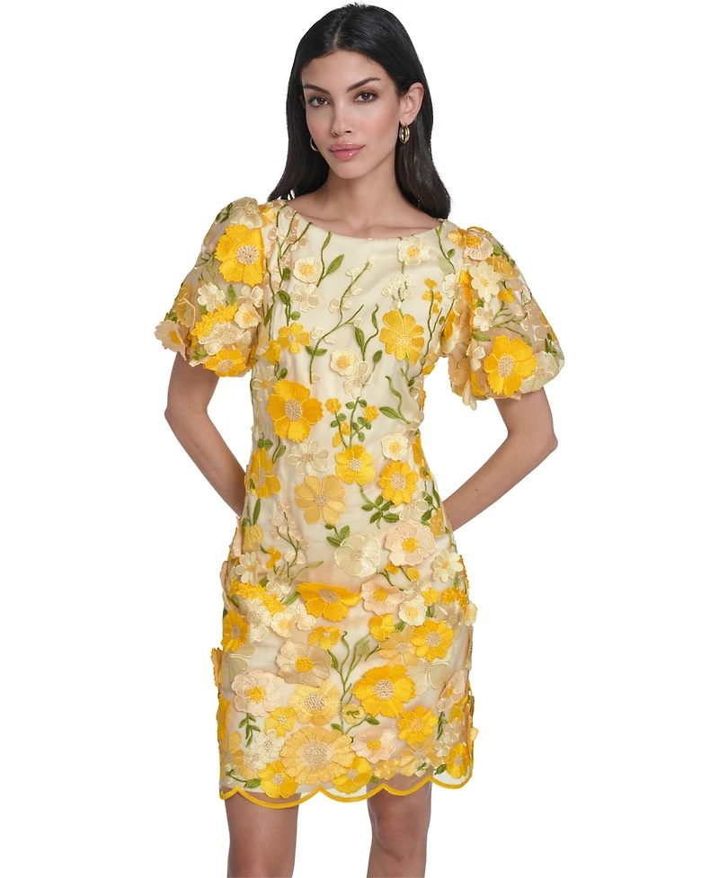 Eliza J Petite Printed Boat Neck Shift Dress