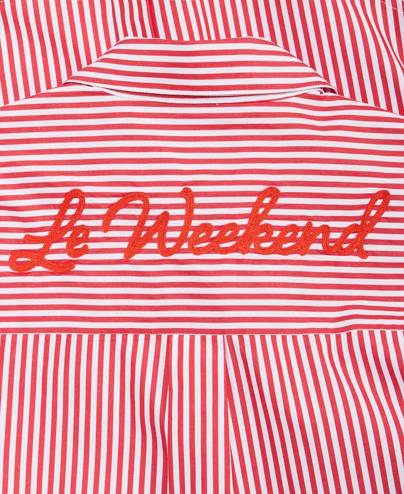 On 34th Women's Embroidered Oversized Poplin Shirt, Macy's Exclusive