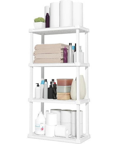 Iris Usa 4-Tier Light Duty Plastic Shelf 200lb Capacity, Medium Modular Shelving Unit Storage Organizer, White