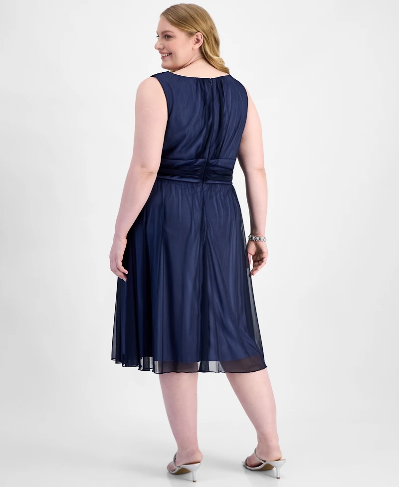 Connected Plus Sleeveless Chiffon Midi Dress