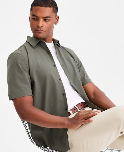 Alfani Men's Breathable Short-Sleeve Button-Down Shirt, Created for Macy's