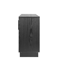 Streamdale Furniture Modern 4-door storage cabinet with ash veneer and Black finish