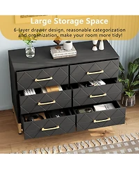 gaomon Large Capacity 6-Drawer Wooden Bedroom Dresser Freestanding Storage Organizer