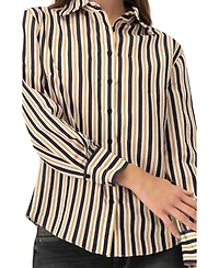 Ivonne Women's Classic Striped Long Sleeve Shirt