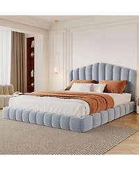 Streamdale Furniture Bed Frame with Shell-Shaped Headboard