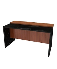 Streamdale Furniture Modern Kitchen Island with Marble-Look Surface, Led Lights