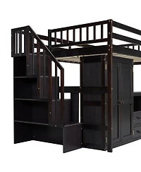 Streamdale Furniture Full-Size Multifunctional Loft Bed with Staircase and Storage