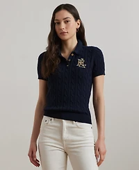 Lauren Ralph Petite Cable-Knit Polo Sweater