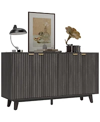 Homcom 55" Modern Sideboard Buffet Cabinet with Fluted Doors Wood Legs
