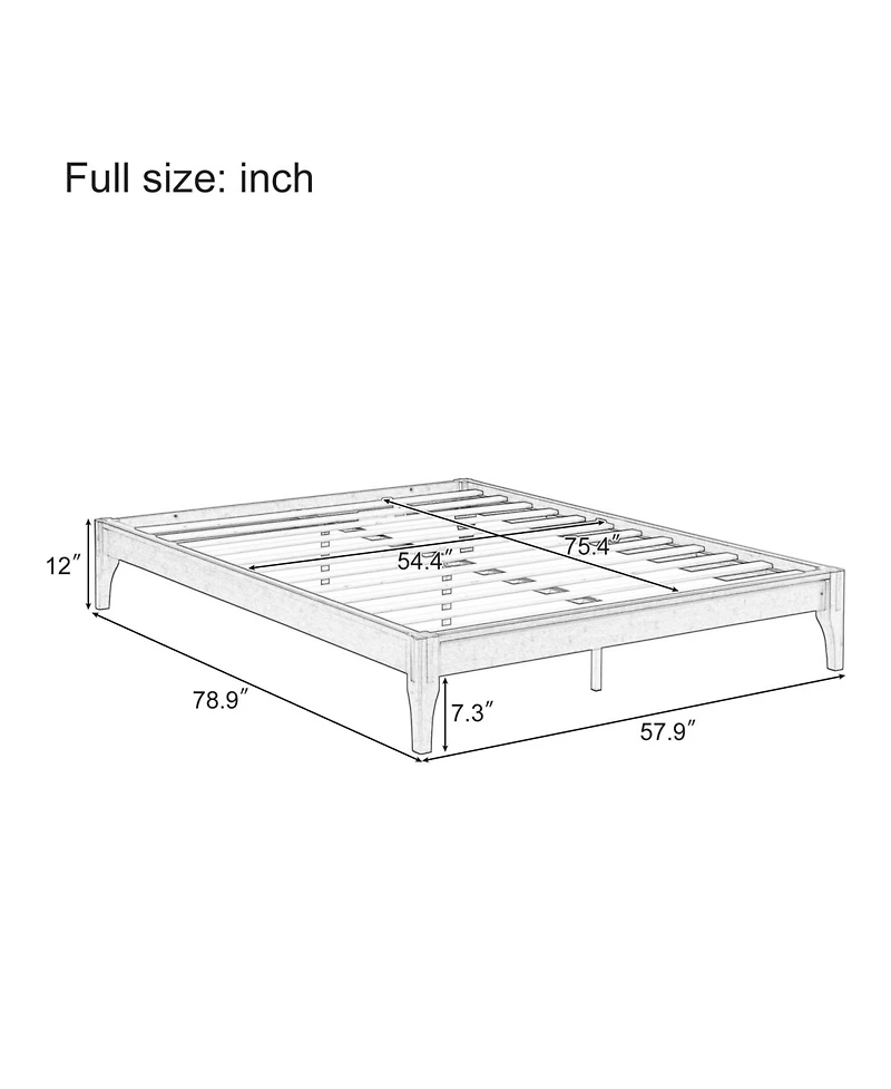 Streamdale Furniture Bamboo Platform Bed Frame - Full Size, Easy Assembly