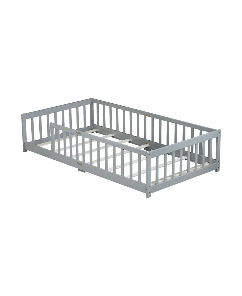 Streamdale Furniture Twin Floor Bed with Fence