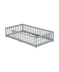 Streamdale Furniture Twin Floor Bed with Fence