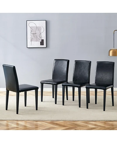 Streamdale Furniture Minimalist Pu Leather Dining Chair with Metal Legs