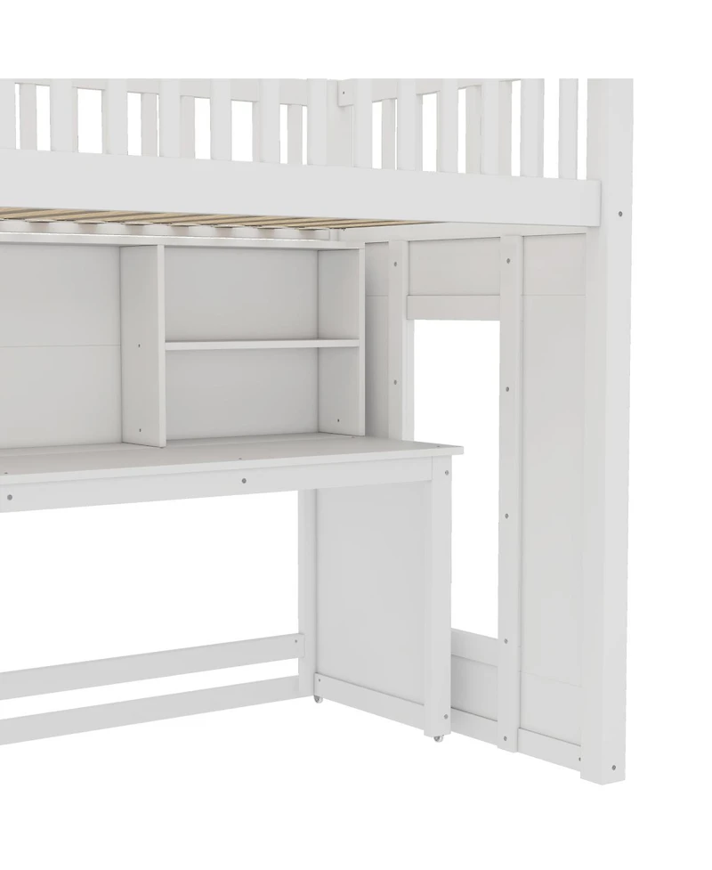 Streamdale Furniture Twin Loft Bed with Desk, Storage Shelf & Stairs
