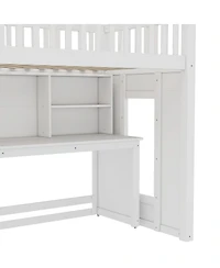 Streamdale Furniture Twin Loft Bed with Desk, Storage Shelf & Stairs
