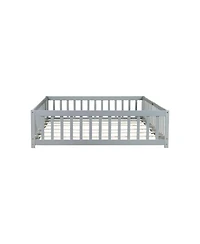 Streamdale Furniture Queen Floor Bed with Fence & Guardrails