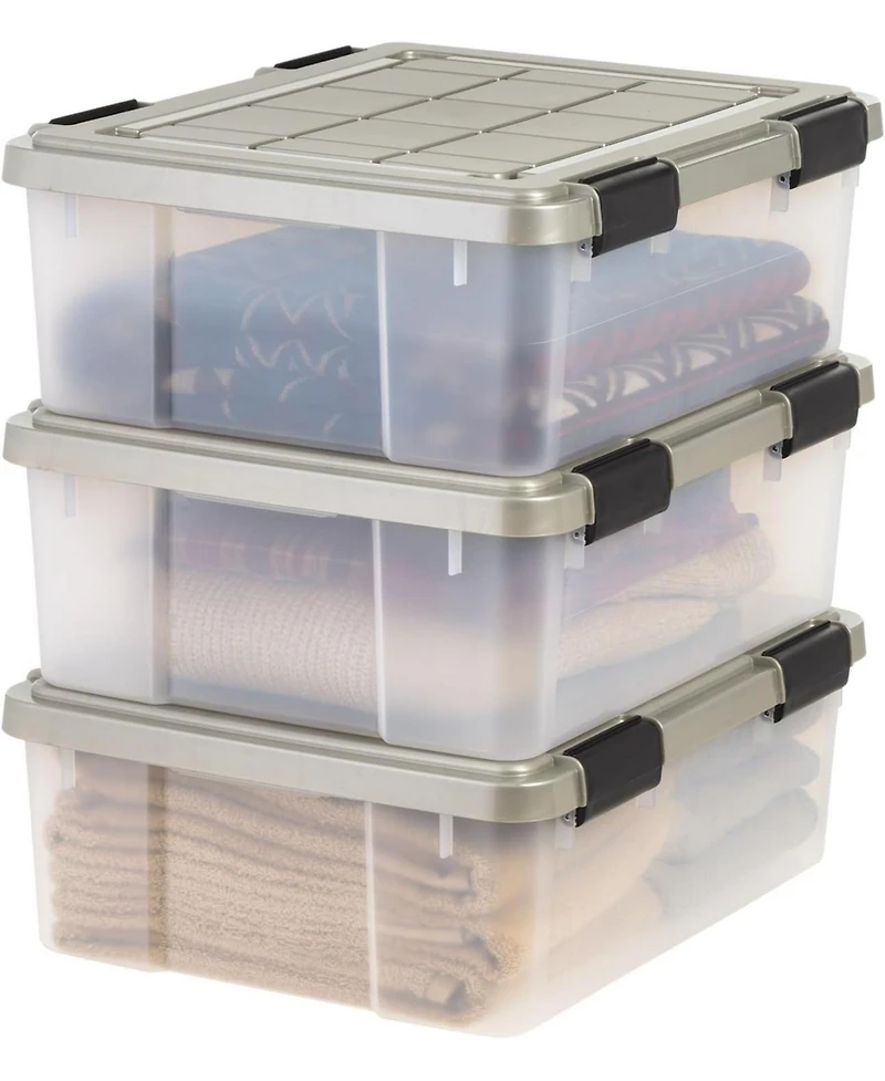 Iris Usa Qt Storage Bins with Gasket Seal Lid, Clear/Chrome