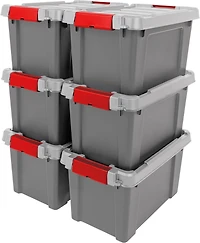 Iris Usa 5 Gallon Lockable Storage Totes with Lids, 6 Pack
