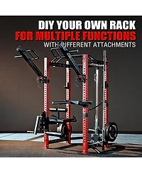 Mikolo 3"x3" Power Cage, Multi-Function Power Rack with Lat Pull Down Pulley System, 1500 lbs Weight
