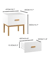 Streamdale Furniture Modern White Nightstand with Drawer & Wood Legs