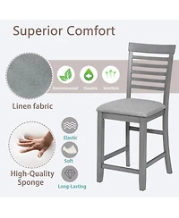 Streamdale Furniture Dining Chairs Set of 4, Wooden Counter Height Chairs with Padded Seat, Gray