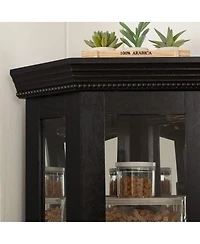 Streamdale Furniture Streamdale Lighted Corner Curio Cabinet with Tempered Glass Doors & Adjustable Shelving - Black