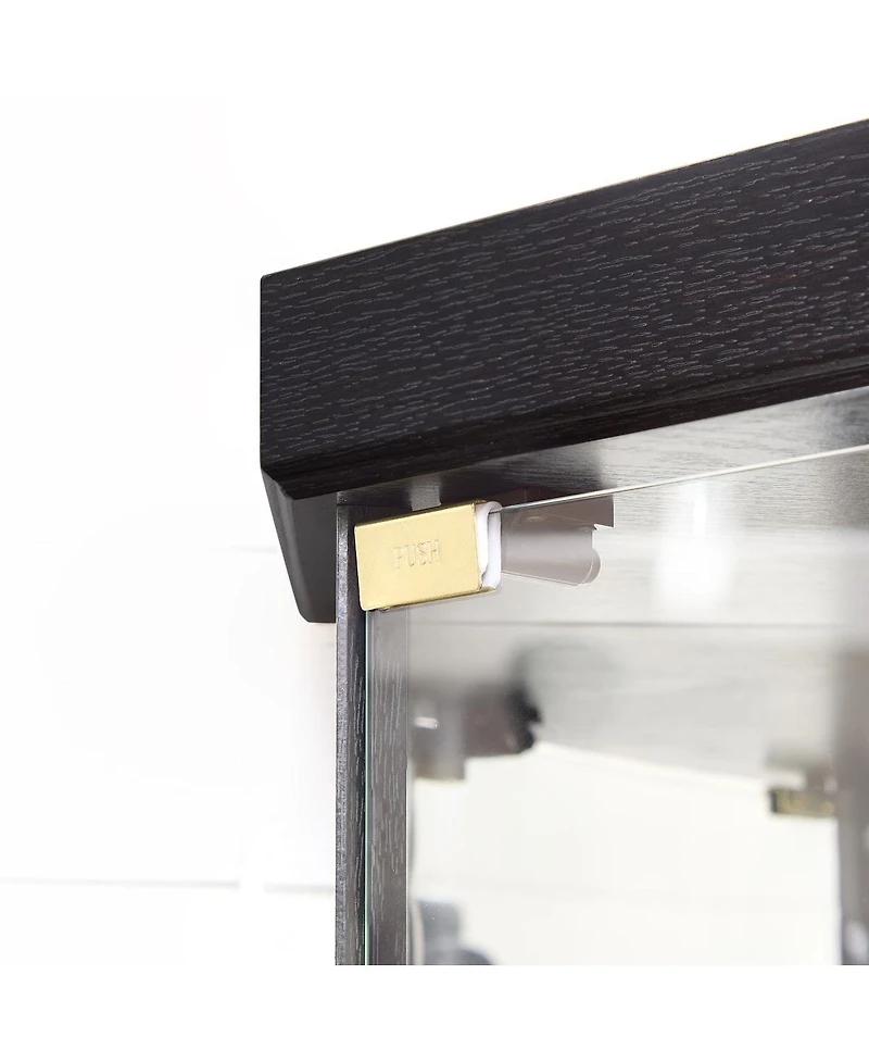 Streamdale Furniture Lighted Corner Curio Cabinet - Glass Display Case for Living Room & Bar Storage - Black