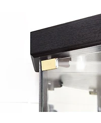 Streamdale Furniture Lighted Corner Curio Cabinet - Glass Display Case for Living Room & Bar Storage - Black