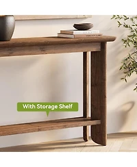 Tribesigns 41.3 Inches Sofa Table, Solid Wood 2-Tier Console Table for Living Room, Modern Sofa Table Behind Couch, Hallway Foyer Table, Walnut