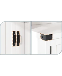 gaomon Hall Tree with Shoe Storage Bench, 4-In-1 Entryway Bench with Coat Rack & Adjustable Shlef & 2 Wood Door