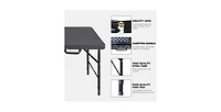 gaomon Folding Table 4FT, Heavy Duty Portable Plastic Folding Table with Handle, Anti-Slip Feet, Waterproof, Easy to Clean, Adjustable Height