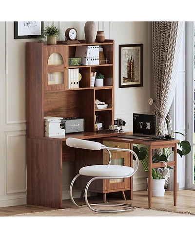 Streamdale Computer Desk with Rotating Desktop, Storage Drawer & Cabinets