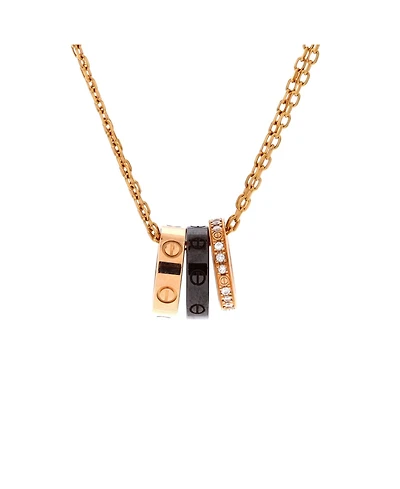 Pre-Owned Cartier Love 3 Ring Pendant Necklace