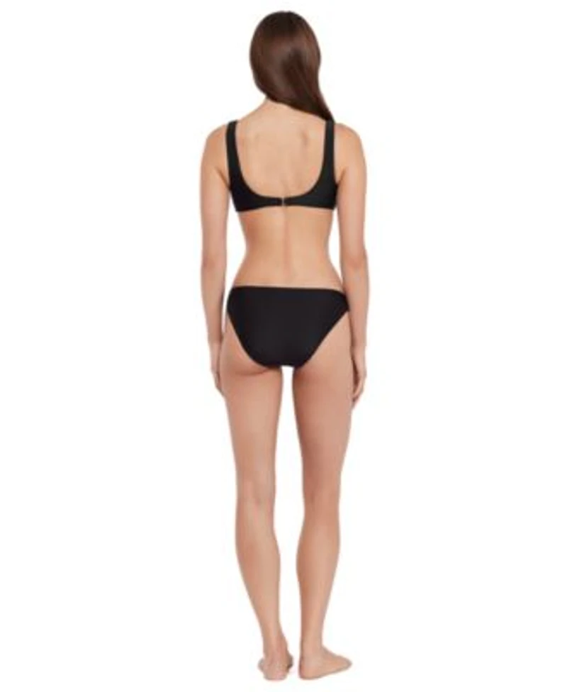 Steve Madden Womens V Neck Ring Bikini Top High Waist Bottoms