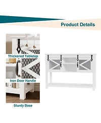 gaomon 46" Farmhouse Entryway Console Table with Sliding Barn Door & Ample Storage Shelf - Narrow Rustic Wooden Sofa Table for Living Room and Foyer
