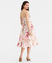 Seni & Cade Women's Floral Print Corset Fit Flare Dress