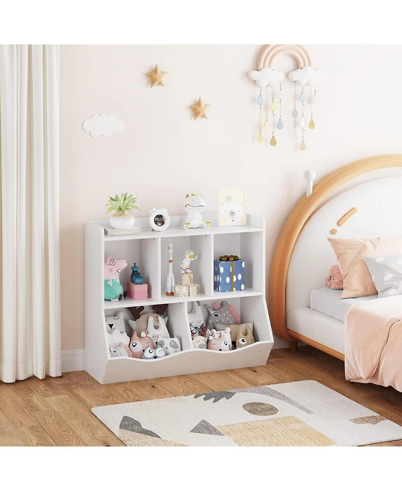 gaomon Kids Bookshelf Toy Storage Organizer – Wood Toy Storage Cabinet, Children's Toy Shelf, Kids Book Rack, Storage Bookshelf for Playroom, B