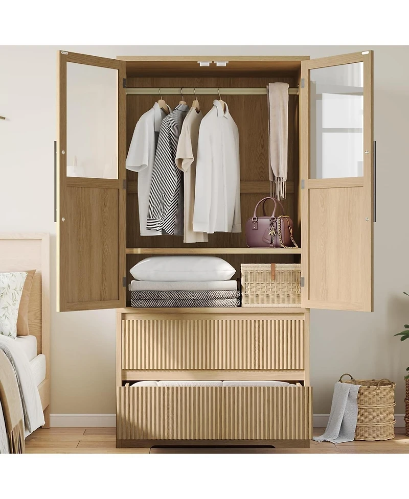 gaomon Bedroom Wooden Armoire Wardrobe Closet