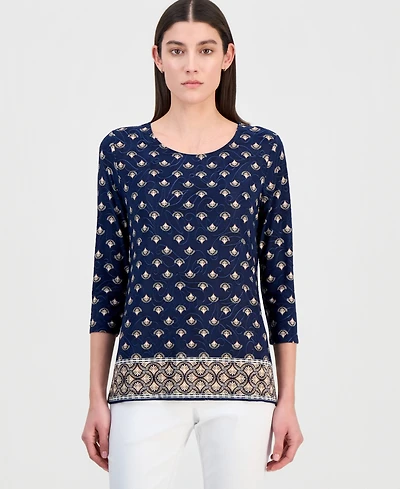 Jm Collection Petite Relaxed-Fit Crewneck Top, Macy's Exclusive