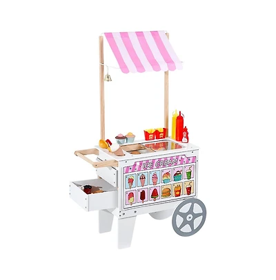 Slickblue Kids Ice Cream Cart Playset with 20+ Accessories and Food Toys
