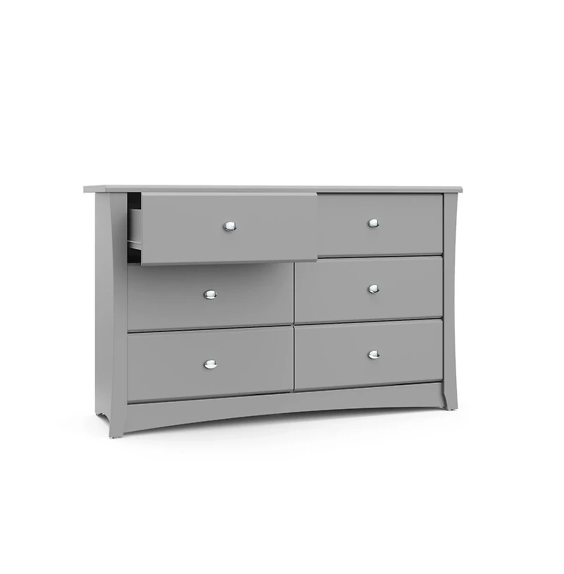 Storkcraft Crescent 6 Drawer Double Dresser (Pebble Gray)