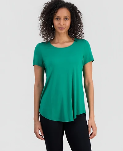 Jm Collection Women's Scoop-Neck Short Sleeve Top, Created for Macy's