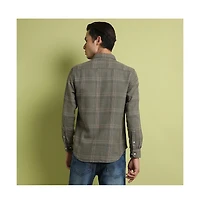 Campus Sutra Men's Olive Green Maxi Tartan Plaid Shirt