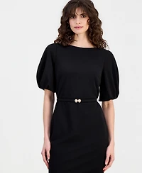 Anne Klein Women's Belted Puff-Sleeve Sheath Dress