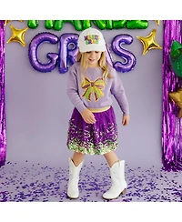 Sweet Wink Girls Mardi Gras Sequin Bow Patch Sweatshirt