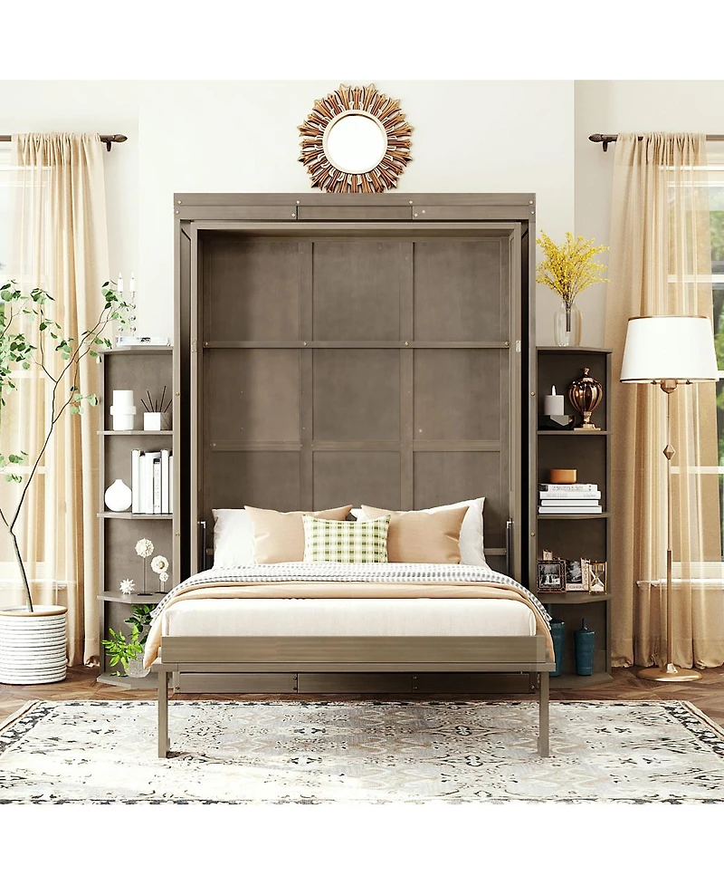 Streamdale Furniture Rotating Queen Murphy Bed with Hidden Cabinet
