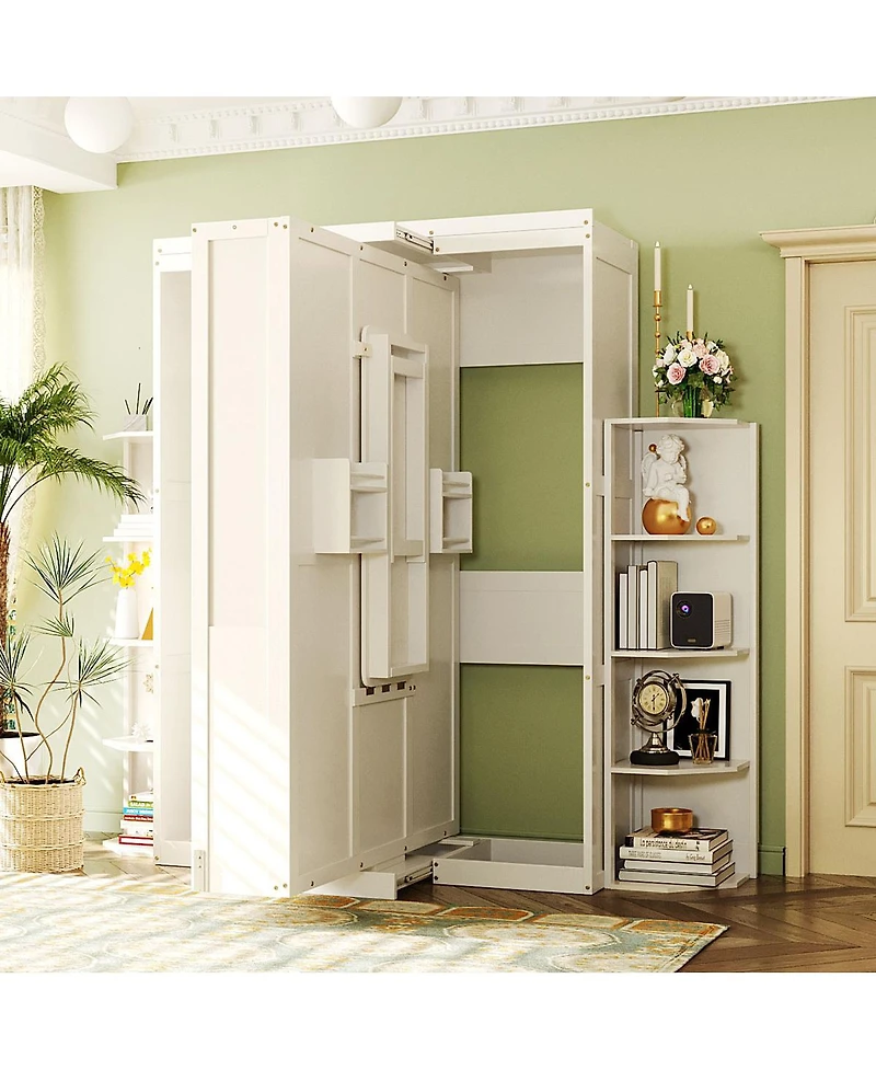 Streamdale Furniture Rotating Queen Murphy Bed with Hidden Cabinet