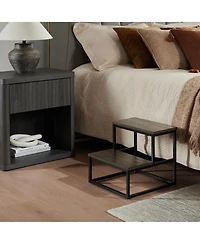 Kings Brand Furniture Axel 2-Step Step Stool – Lightweight, Durable & Modern Design Wooden Steps Metal Frame, Compact Ladder for Adults