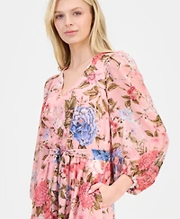 Anne Klein Women's Belted V-Neck Dress